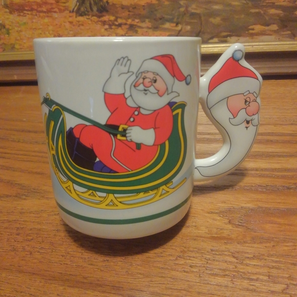 Vtg 80s 🔥 🦌 🎄 Coffee Mug ☕ 💕 Love Mug Santa Claus Reindeer Christmas Rare 💎 - Picture 2 of 8